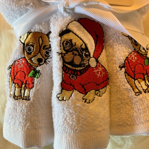Pug bulldog chihuahua face hand towels washcloth - Picture 3 of 3